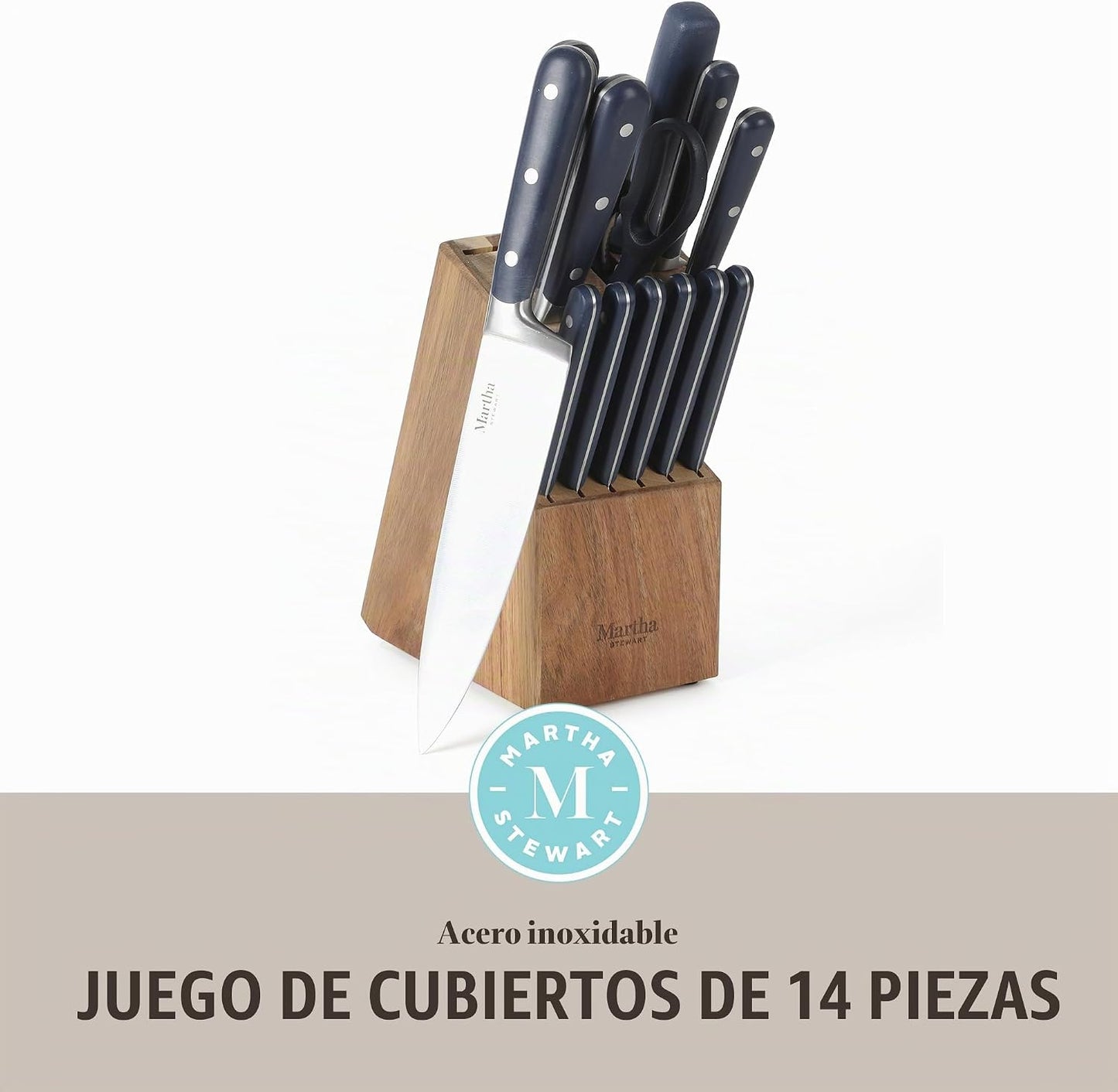 MARTHA STEWART Eastwalk - Juego de cubiertos de acero inoxidable de...