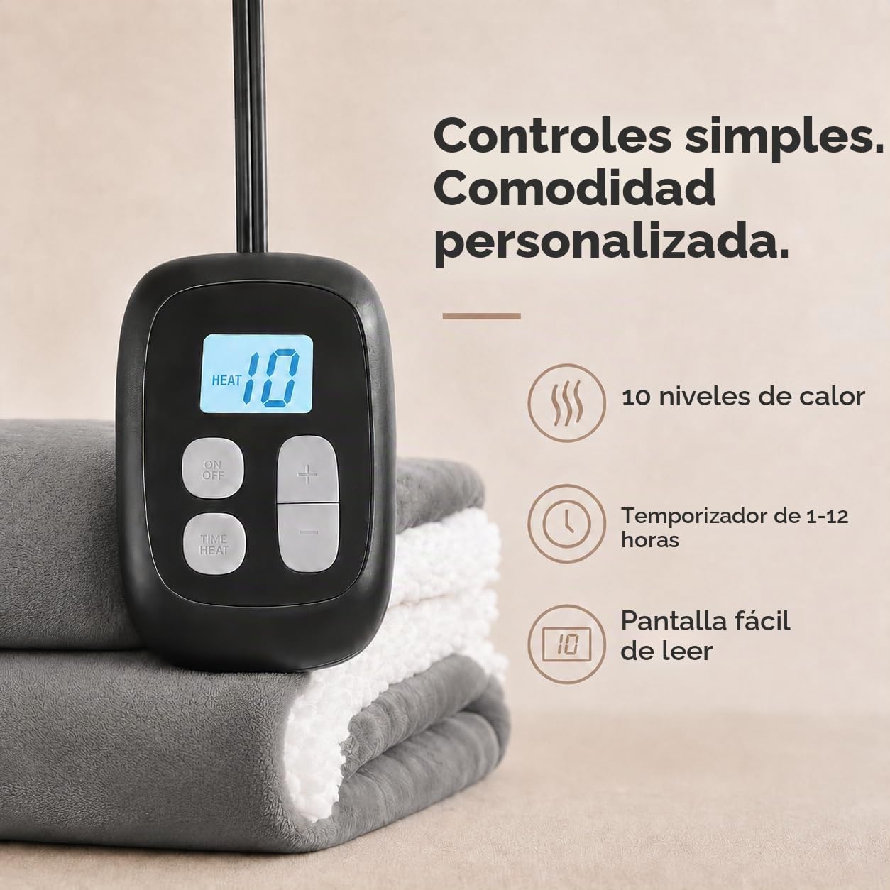 LaffyLo Manta térmica eléctrica tamaño matrimonial de 72 x 84 pulga...