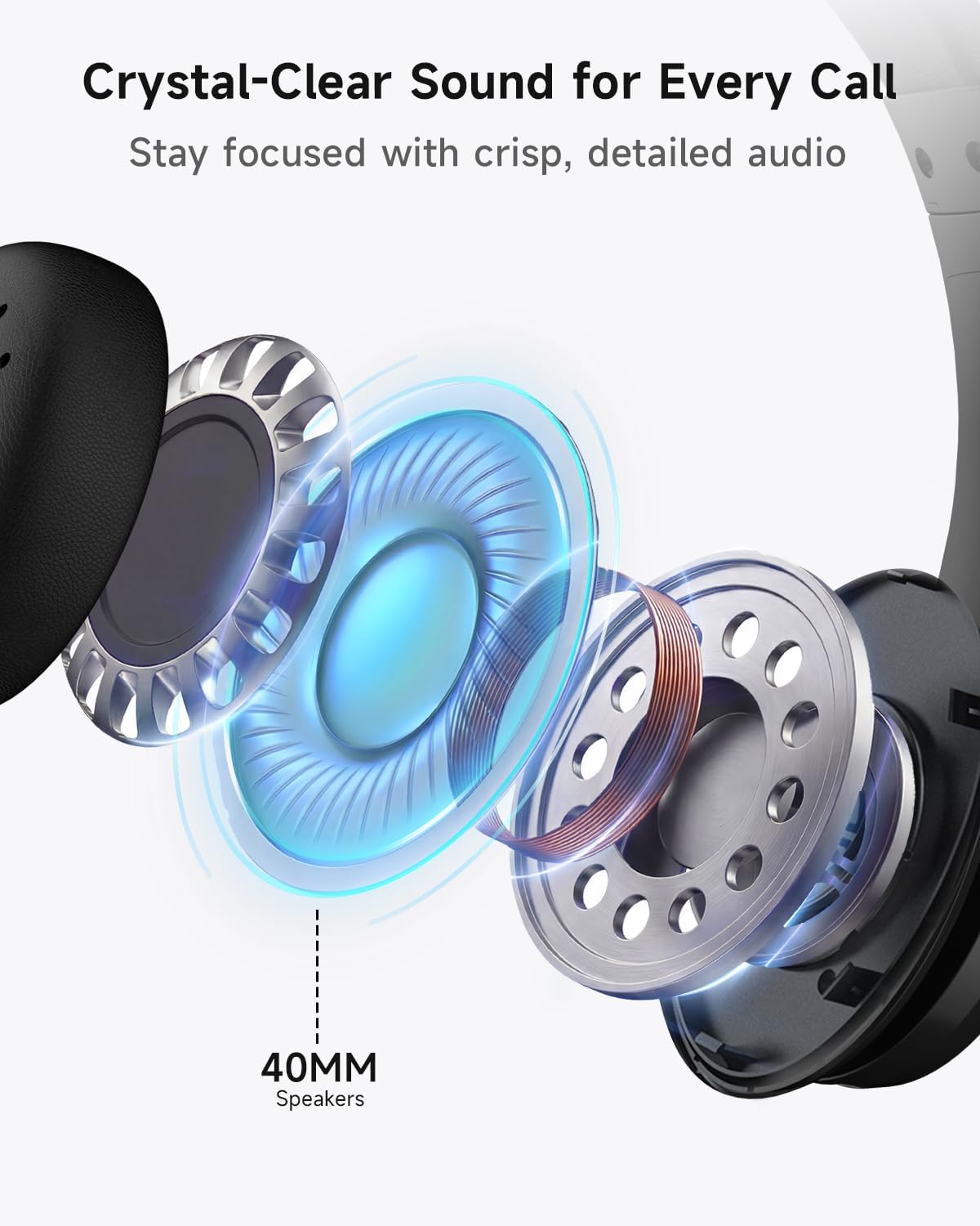 AOC Auriculares inalámbricos con micrófono para el trabajo, auricul...
