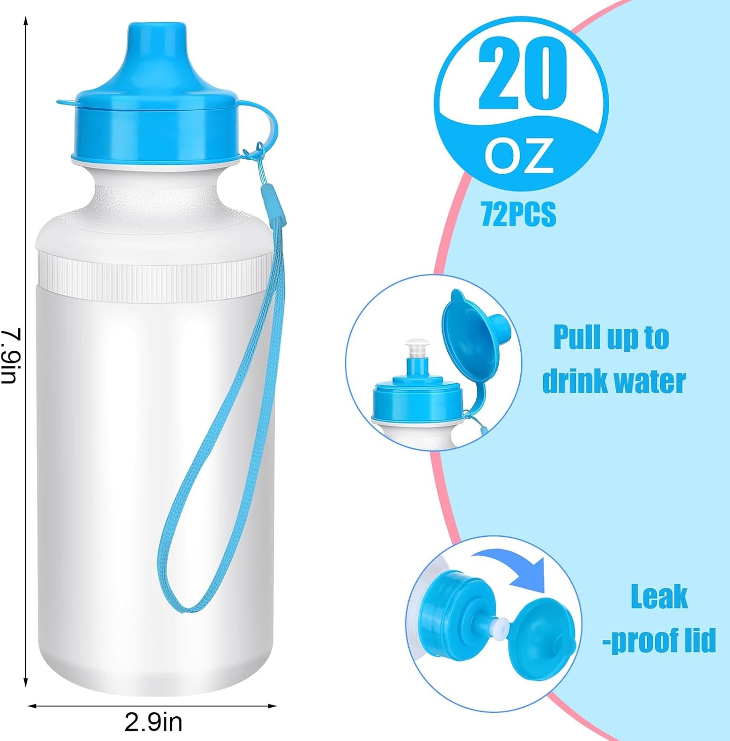 Ziliny 72 botellas de agua deportivas a granel de 20 onzas, botella...