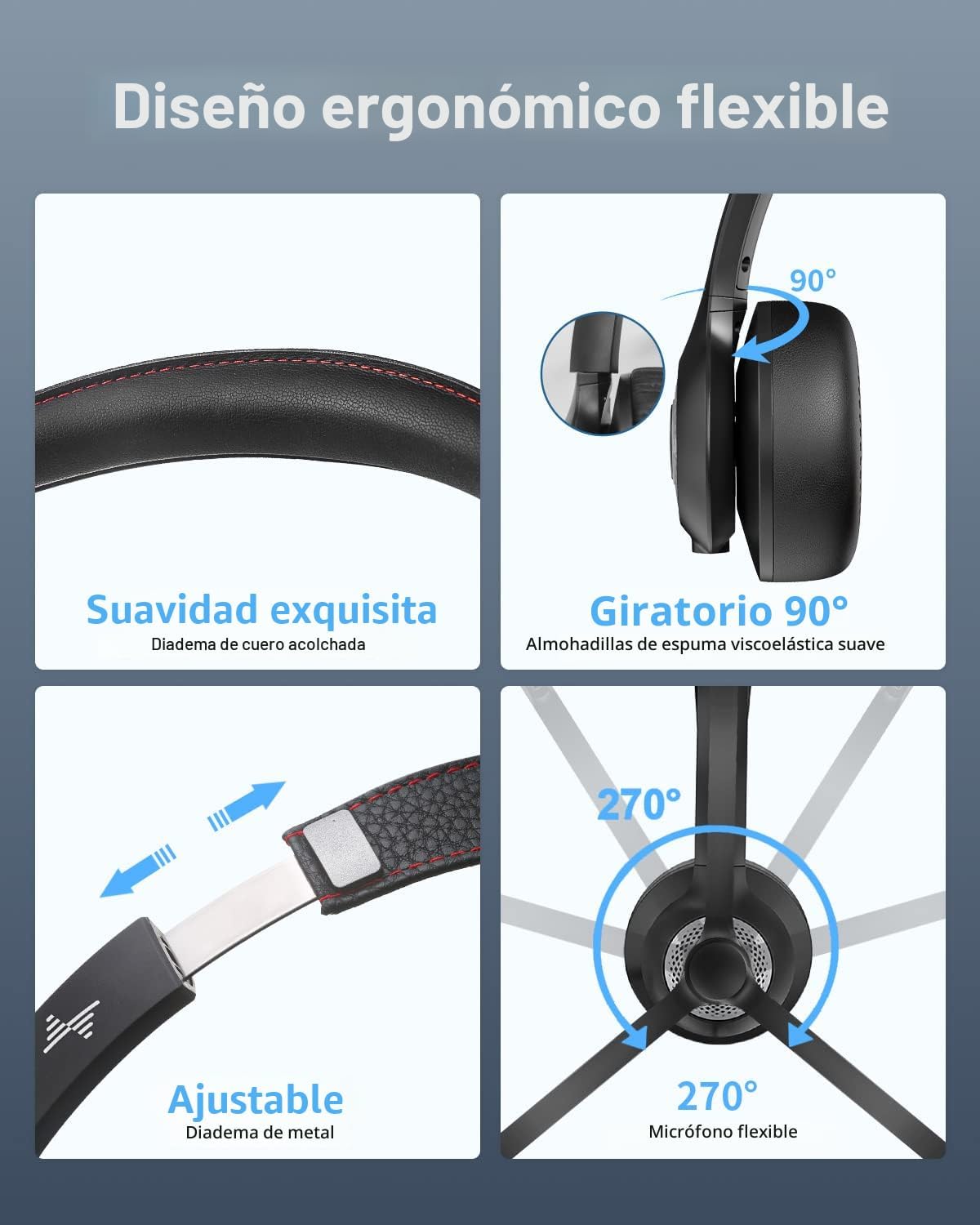 JIAMQISHI Auriculares inalámbricos con micrófono con cancelación de...