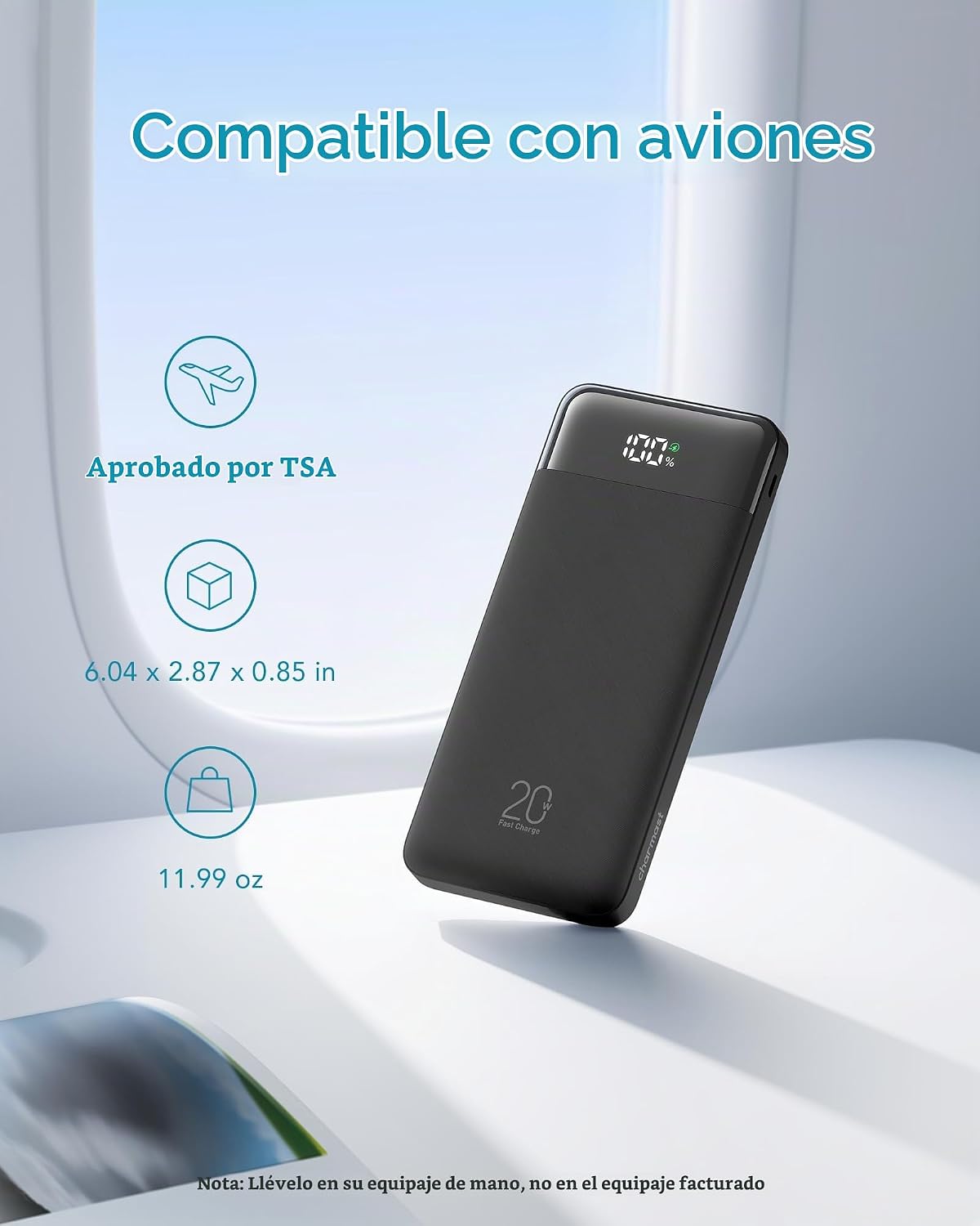 Charmast - Cargador portátil de 20000 mAh con cables incorporados,...