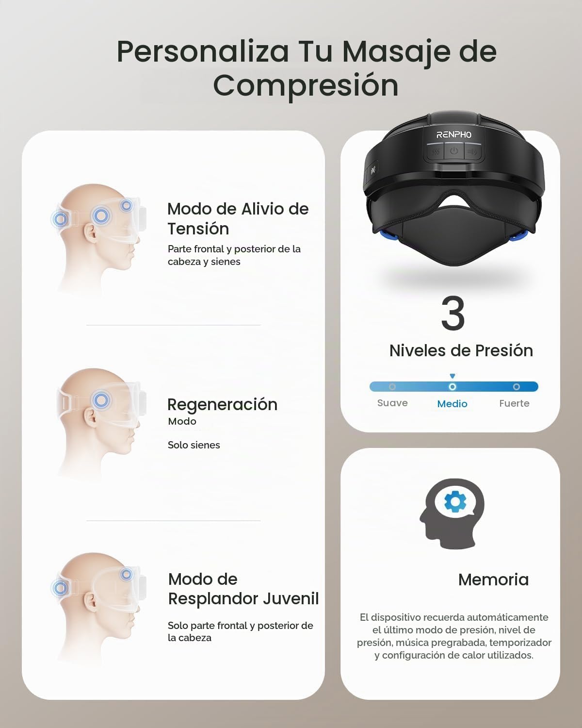 RENPHO Eyeris Masc Masc Masajeador de cabeza y ojos, HSA elegible p...