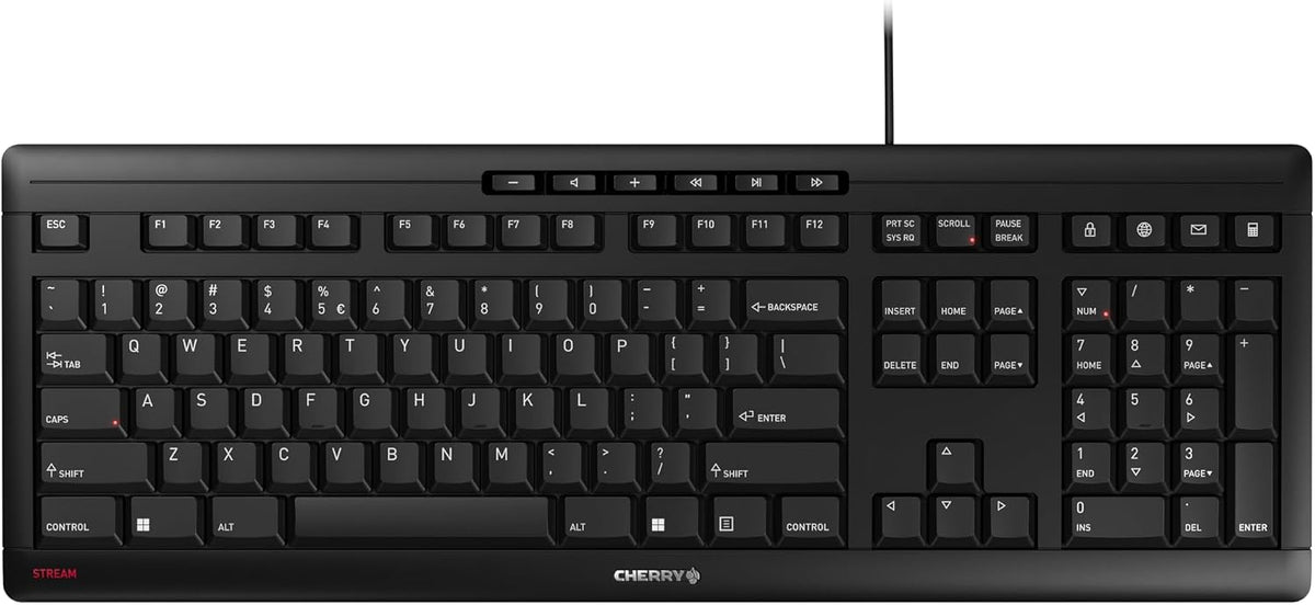 Cherry Teclado Stream | Silencioso delgado con cable | Teclas silen...