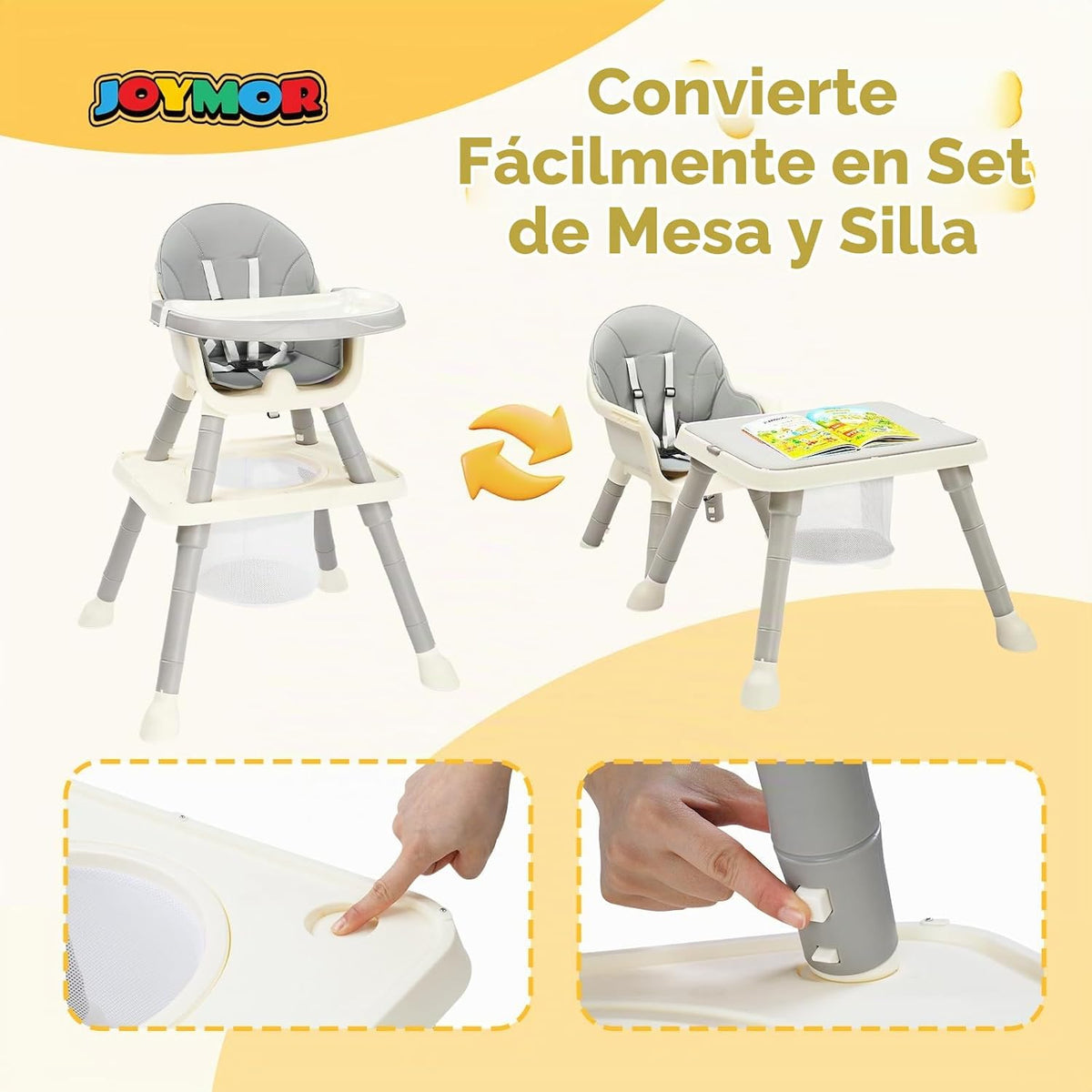 JOYMOR Silla alta convertible 5 en 1 para bebés y niños pequeños, j...