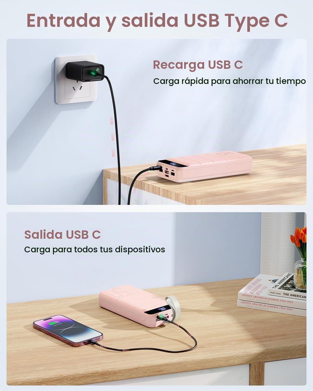 DAOLOT Banco de energía de carga rápida 50000mAh - 22.5W cargador p...