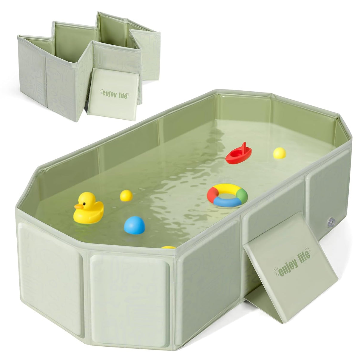 Orzbow Bañera para niños pequeños con tapón de drenaje lateral, por...