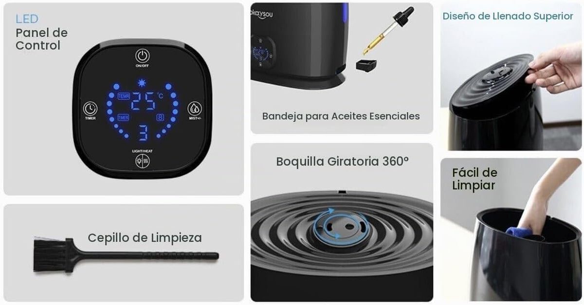 Okaysou Humidificadores, humidificador inteligente y difusor de 6 l...