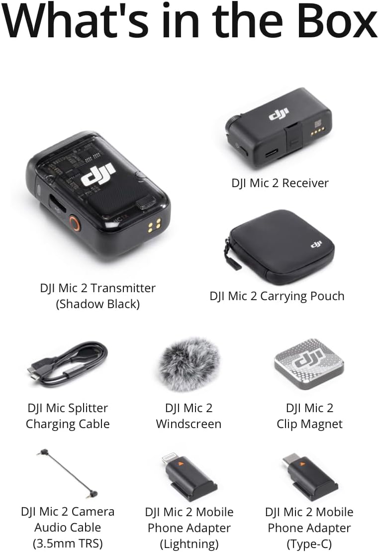 DJI Micrófono 2 (1 TX + 1 RX), micrófono inalámbrico con cancelació...