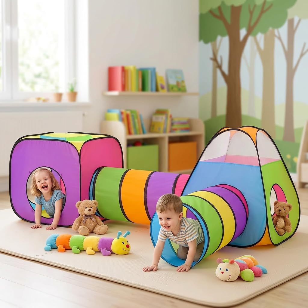 NUBUNI Tienda de Juego Emergente para Niños de 4 Piezas: 2 Túneles...