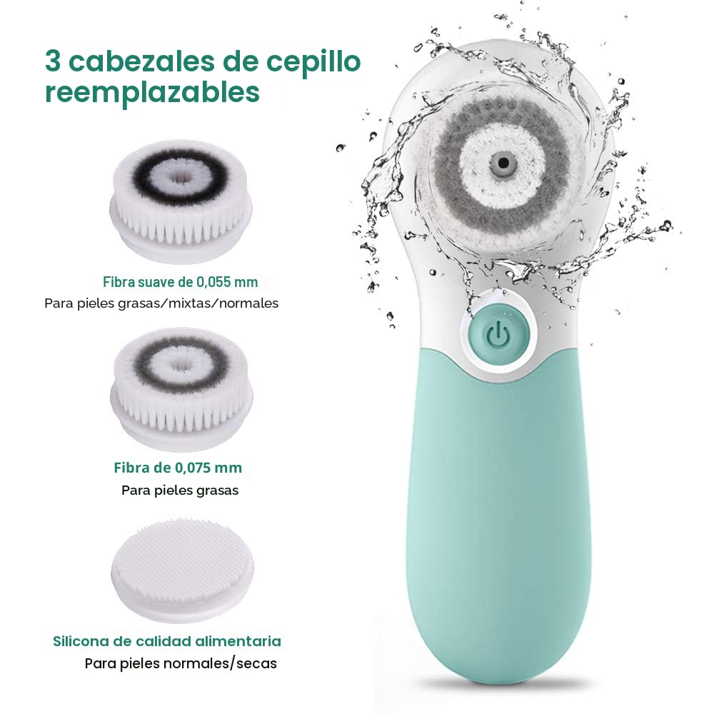 Cepillo de limpieza facial eléctrico exfoliante facial con 3 cabeza...