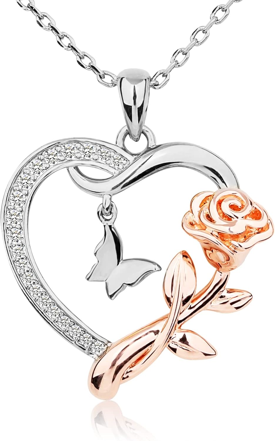 Alsanix - Collar de Corazón para Mujer, Plata de Ley\/Chapado en Or...