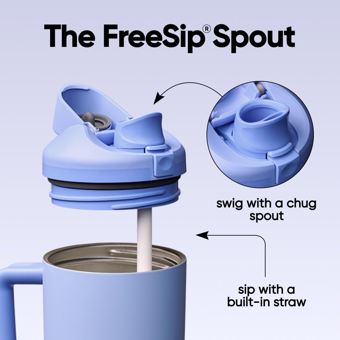 Owala FreeSip - Botella de agua de acero inoxidable de 40 onzas, co...
