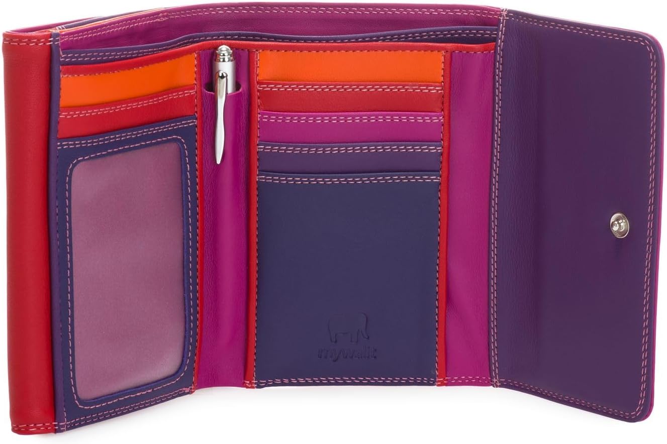 mywalit Cartera de cuero con doble solapa, 6 ranuras para tarjetas...