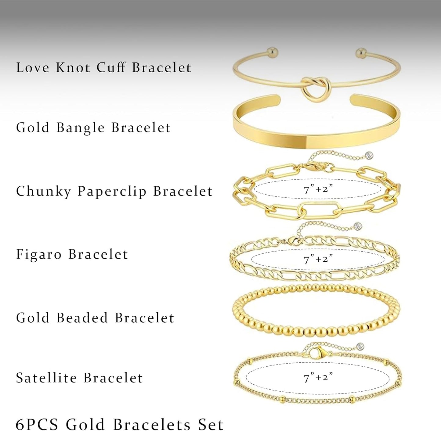 HERIER Pulseras de oro para mujer, pulsera chapada en oro de 18 qui...