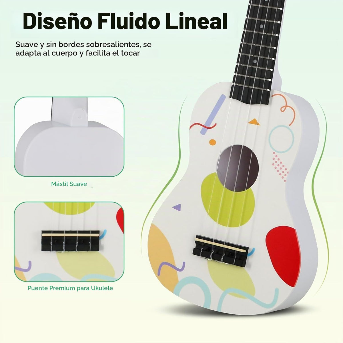 RANMING Ukelele ukelele de 21 pulgadas para niños, kit de iniciació...
