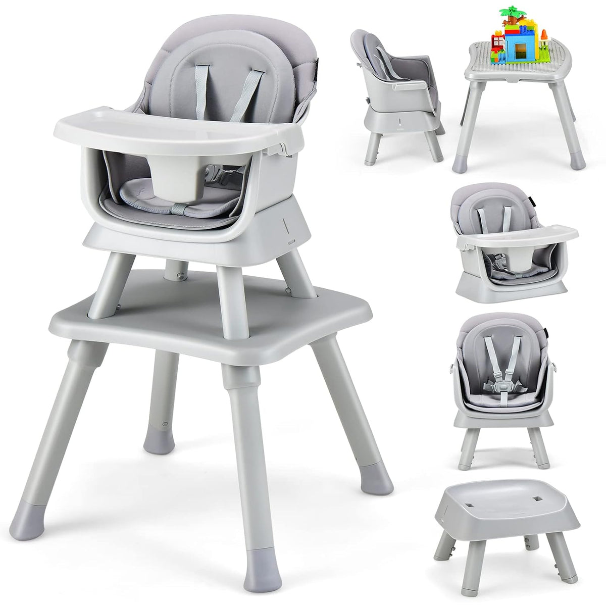 HONEY JOY Silla alta 8 en 1 para bebé, silla alta convertible para...