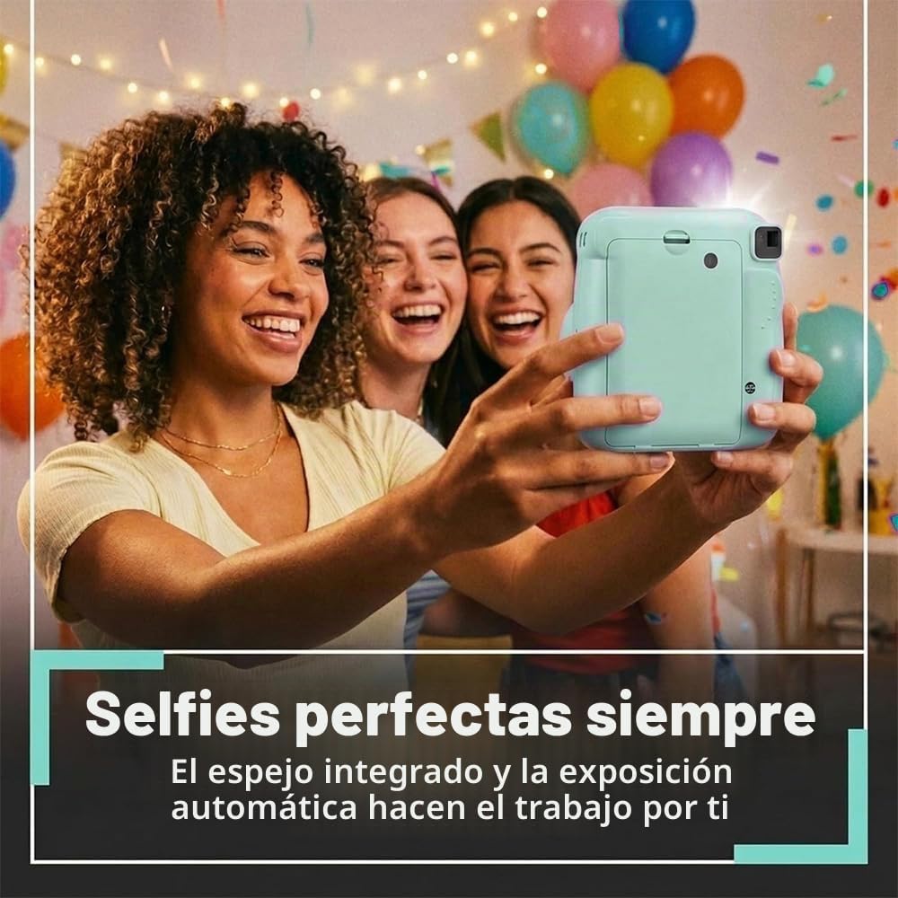 Cámara instantánea Fujifilm Instax Mini 13 verde con juego de pelíc...