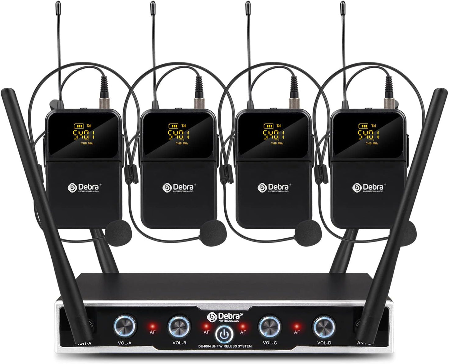 D Debra Audio Pro DU4004 UHF Sistema de micrófono inalámbrico de 4...