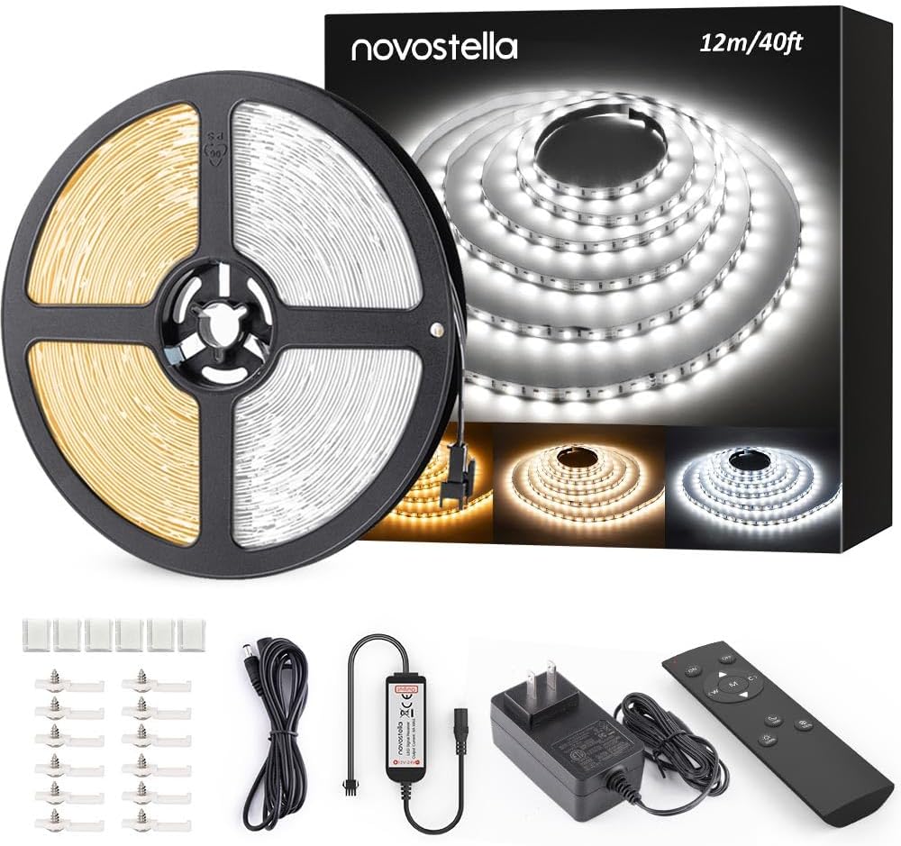 Novostella Tira de Luces LED Blanca Sintonizable de 40 pies, 1344 L...