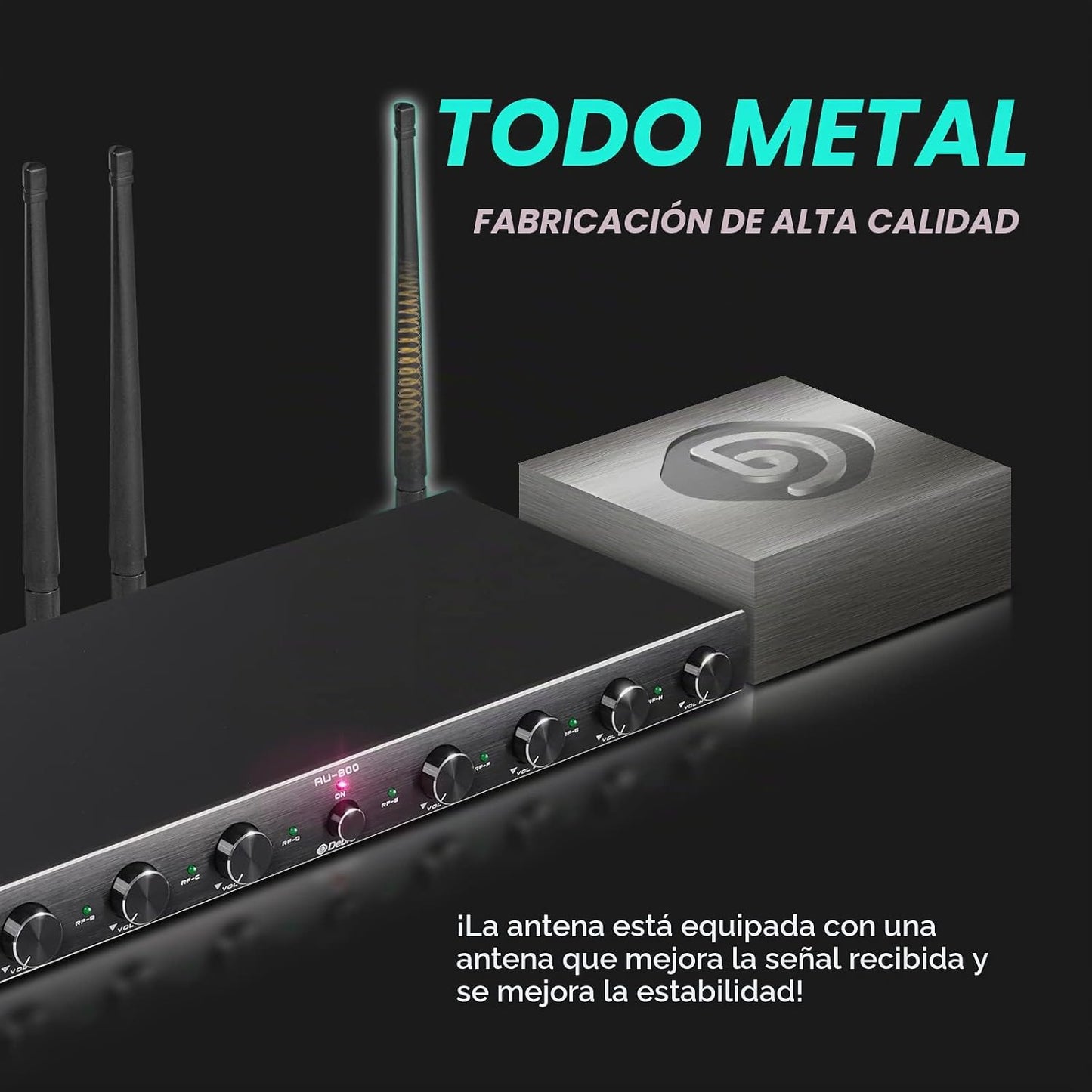 D Debra Audio AU800 Pro UHF - Sistema de micrófono inalámbrico de 8...