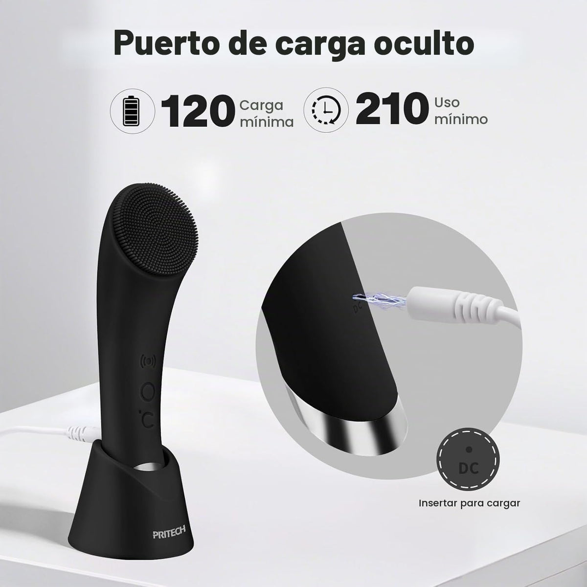 PRITECH Cepillo de limpieza facial, depurador facial de silicona re...