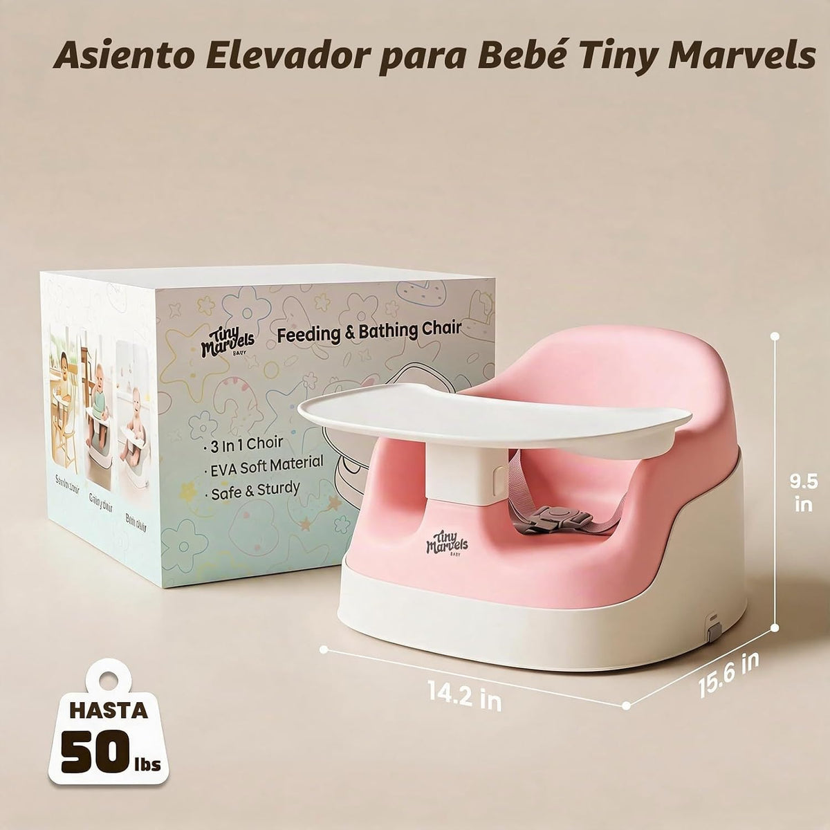 Tiny Marvels Asiento elevador con aberturas en forma de U de 5 pulg...