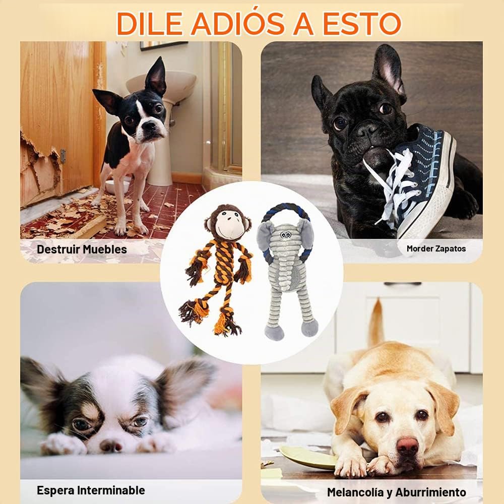 HUGEME Juguete de cuerda de mono para perro, juguete chirriante de...
