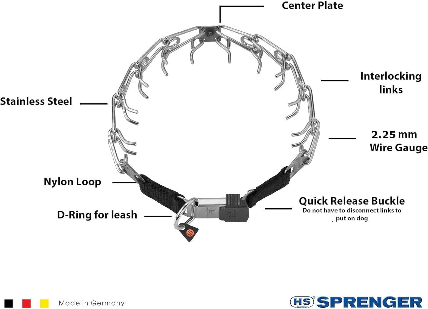 Herm Sprenger Collar de entrenamiento para perros de acero inoxidab...