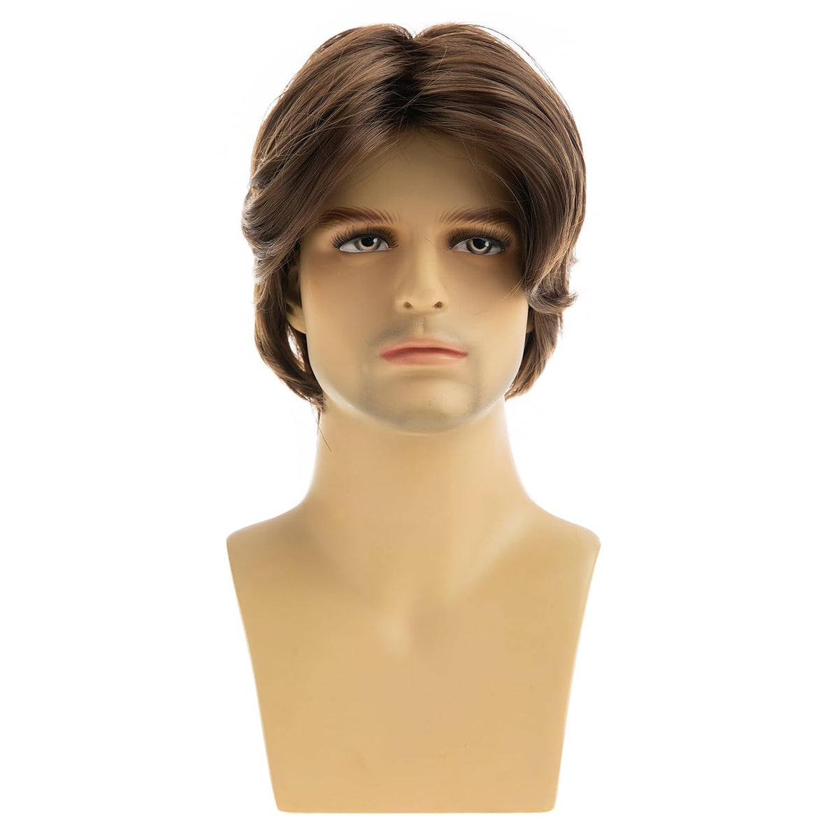 RicHyun Peluca corta marrón para hombre, peluca sintética recta en...