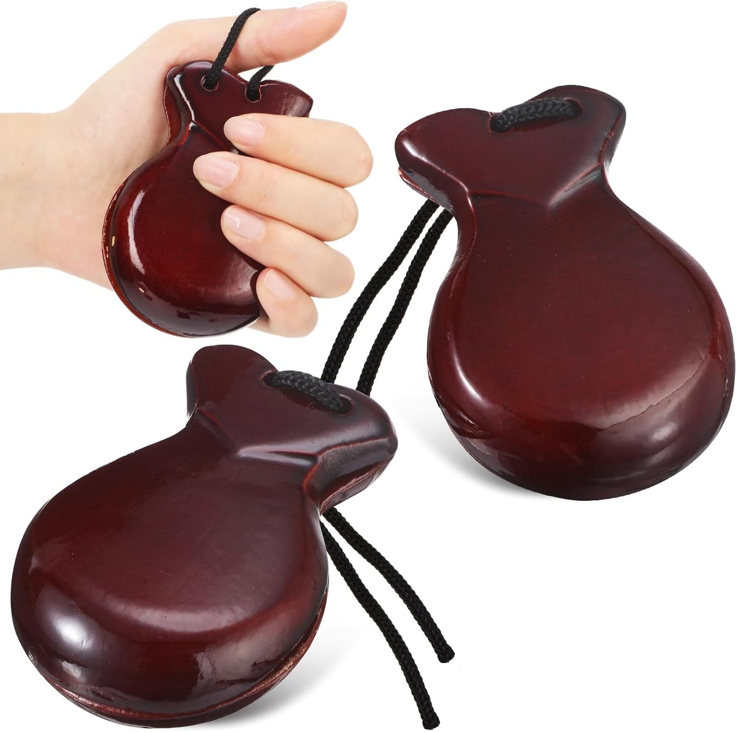 Motionchic Paquete de 2 castañuelas españolas de flamenco con cuerd...