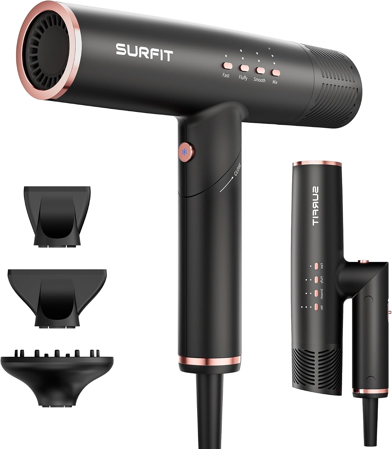 Surfit Secador de pelo con difusor, secador de pelo iónico de alta...