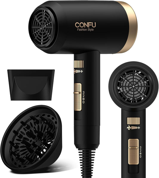 Secador de pelo, secador de pelo CONFU con difusor, secador de pelo...