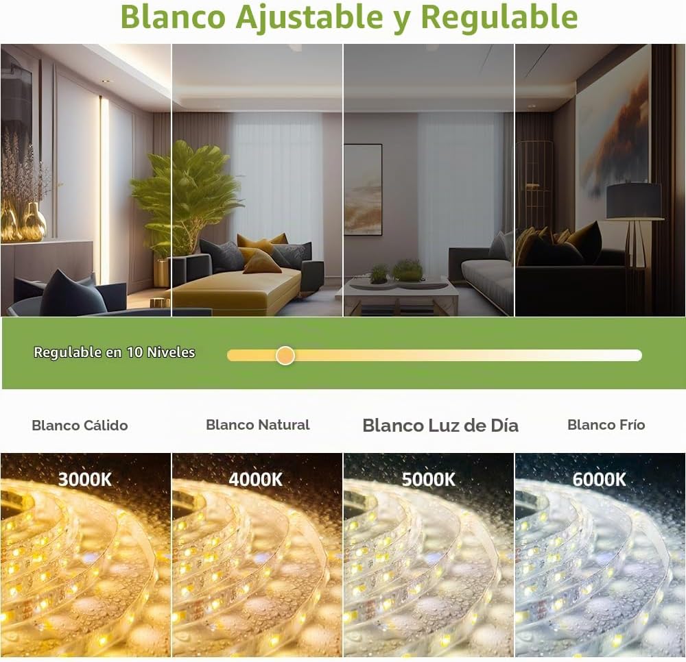 NOVOSTELLA Tiras de Luces LED Blancas Sintonizables Impermeables de...