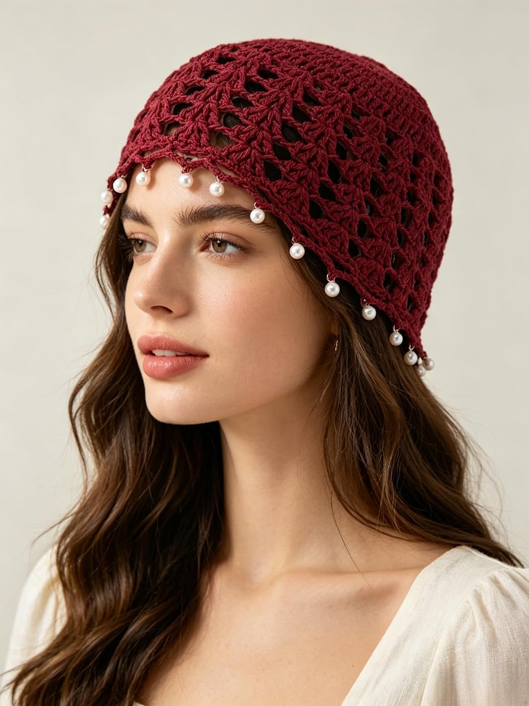 Pemilosci Gorro de ganchillo hecho a mano para el sol, sombrero de...
