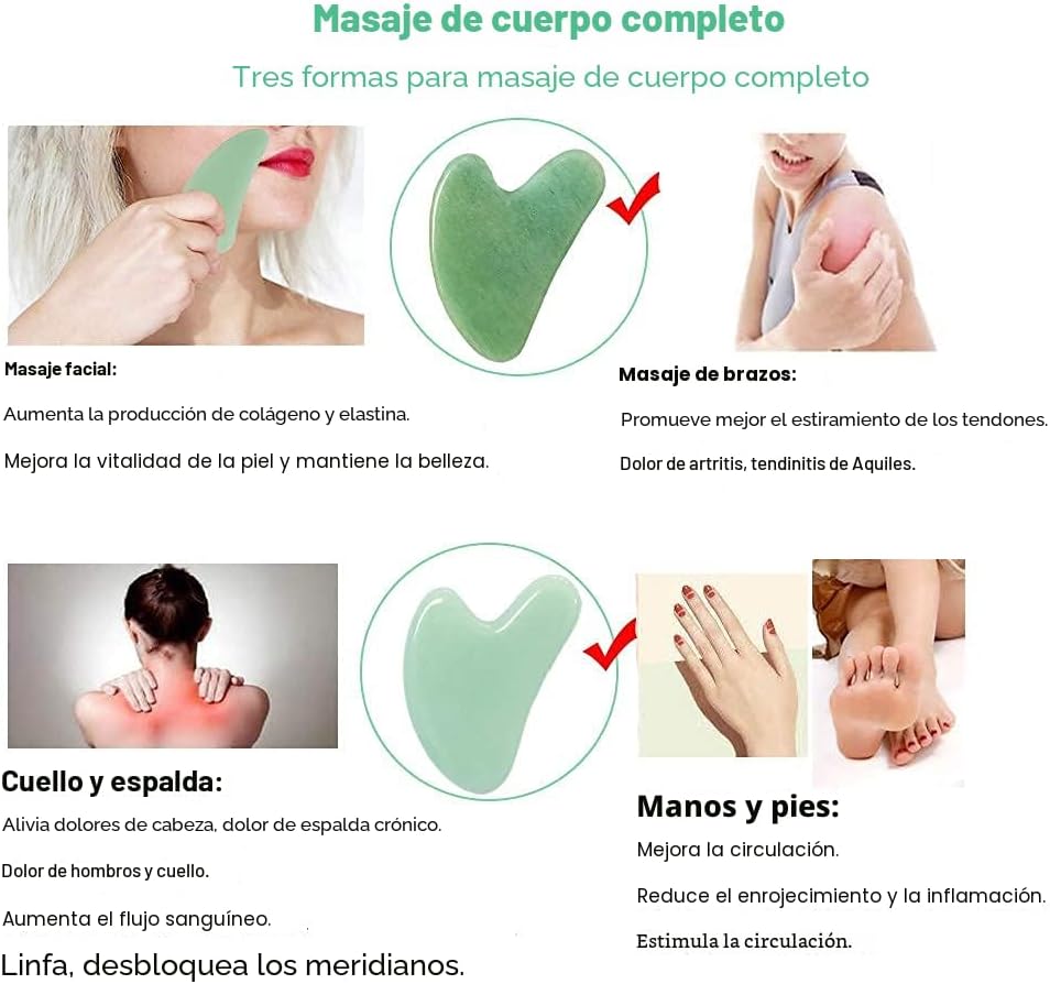 Ditind Gua Sha, herramienta de masaje Gua Sha de piedra de jade, he...