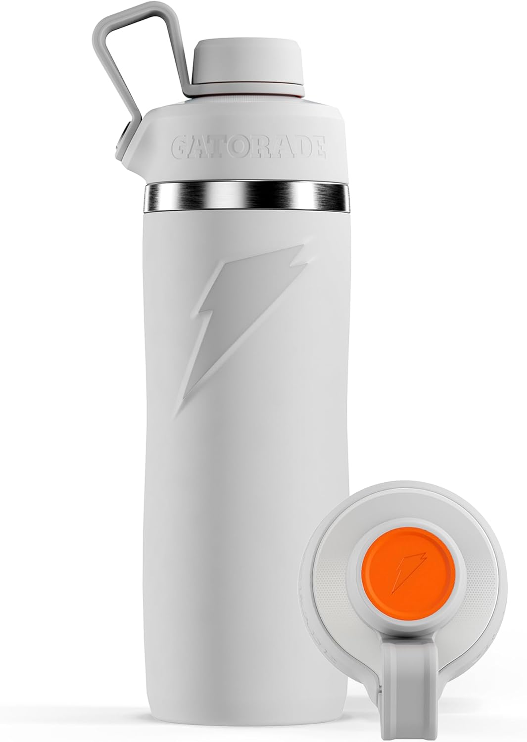 Botella de acero inoxidable Gatorade Crossover, color blanco, con a...