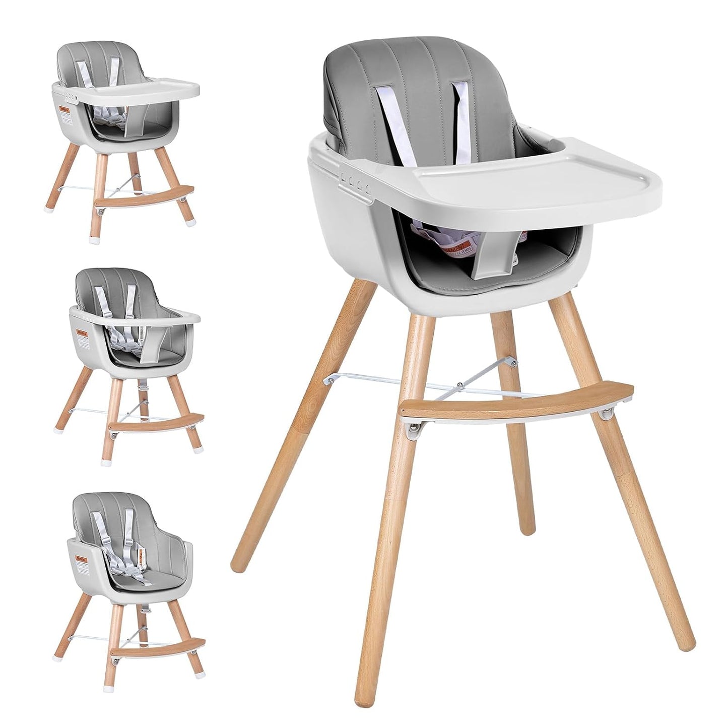 Sillas altas para bebés y niños pequeños, silla alta de madera conv...