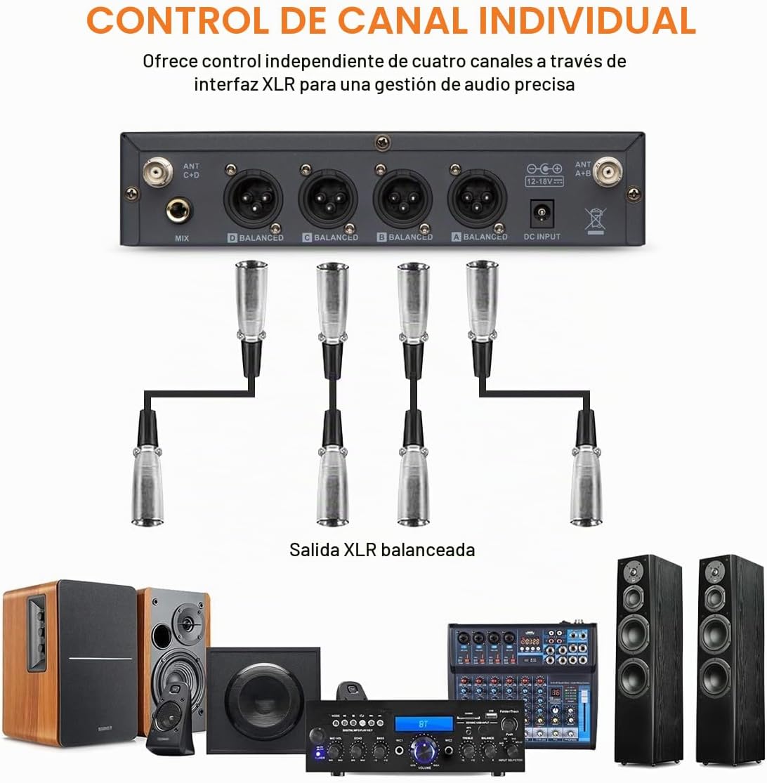 Hiberr Sistema de micrófono inalámbrico, micrófono inalámbrico UHF...