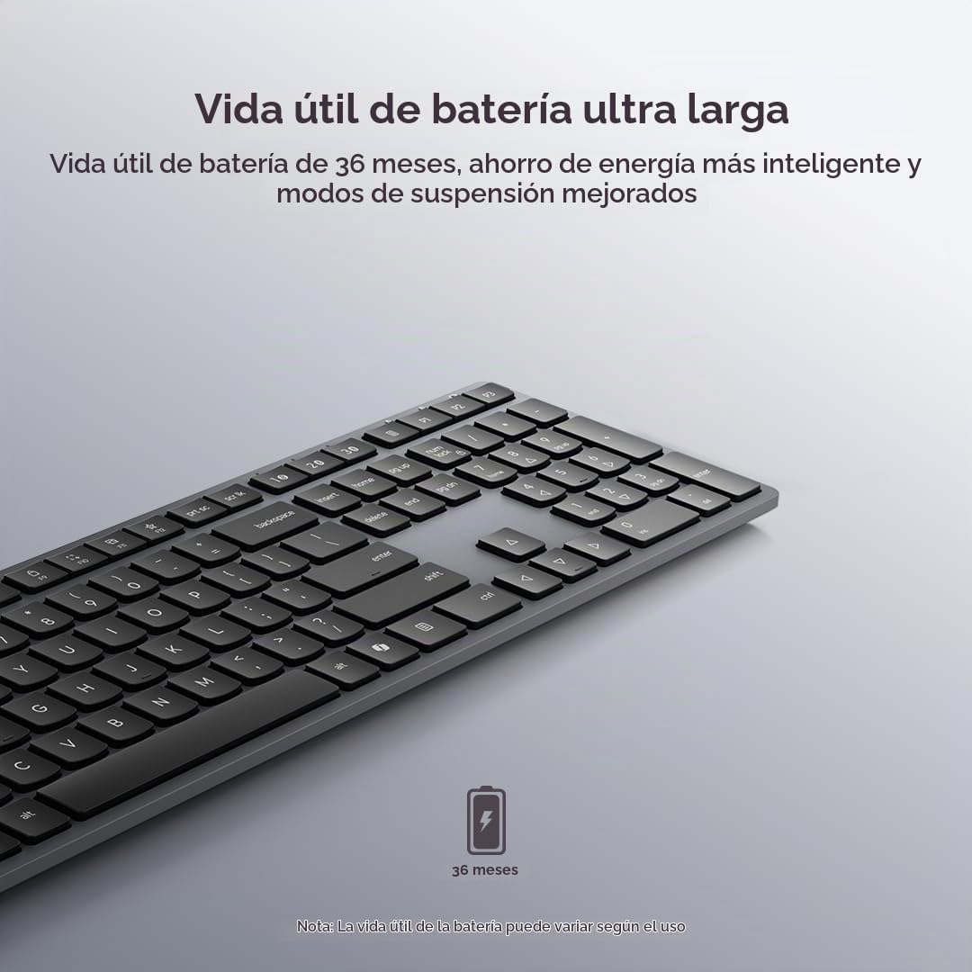 Teclado Inalámbrico Moderno Lenovo 700, Dongle 2.4 GHz y Conexión D...