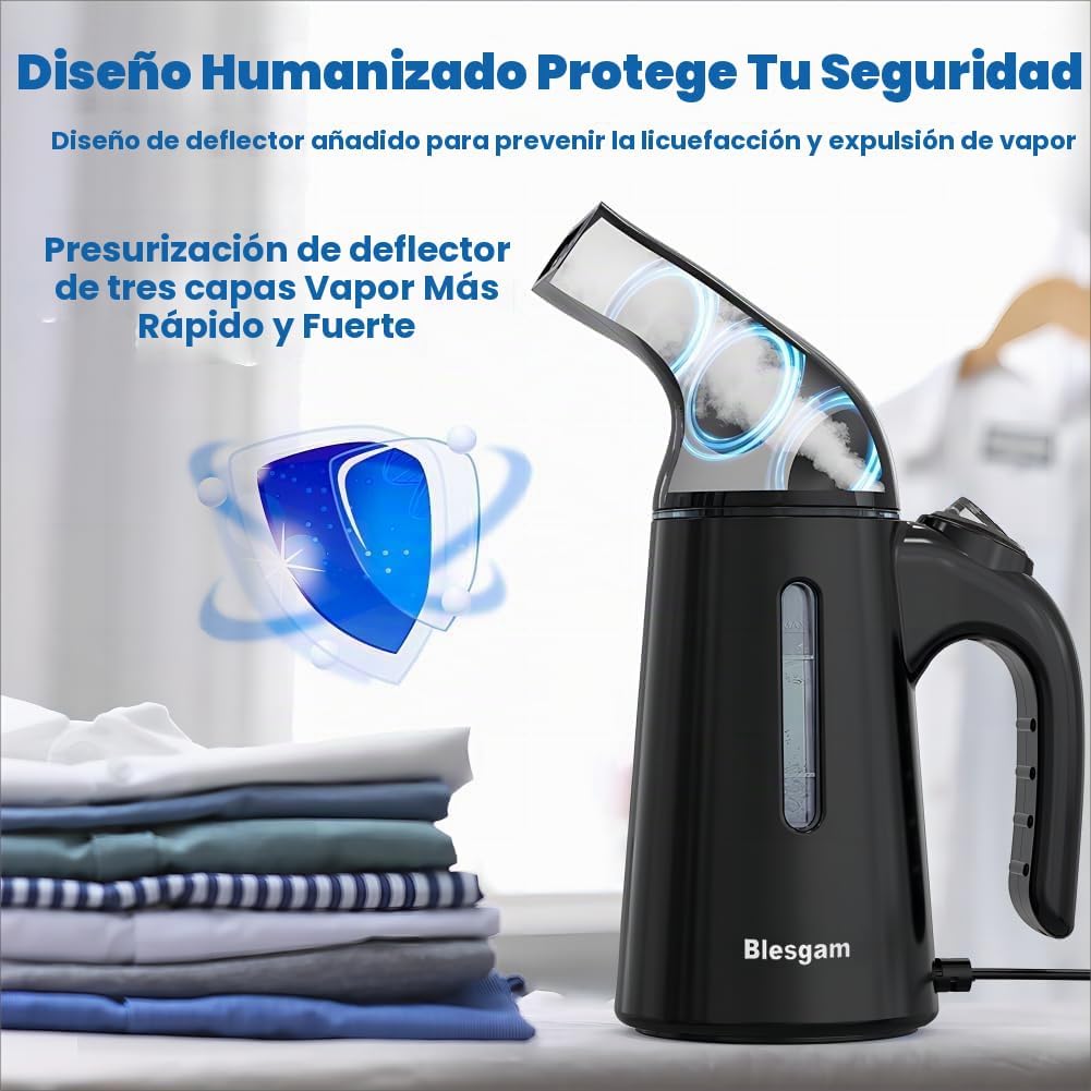 Blesgam Vaporizador para ropa de 700 W, calentamiento rápido en 40S...