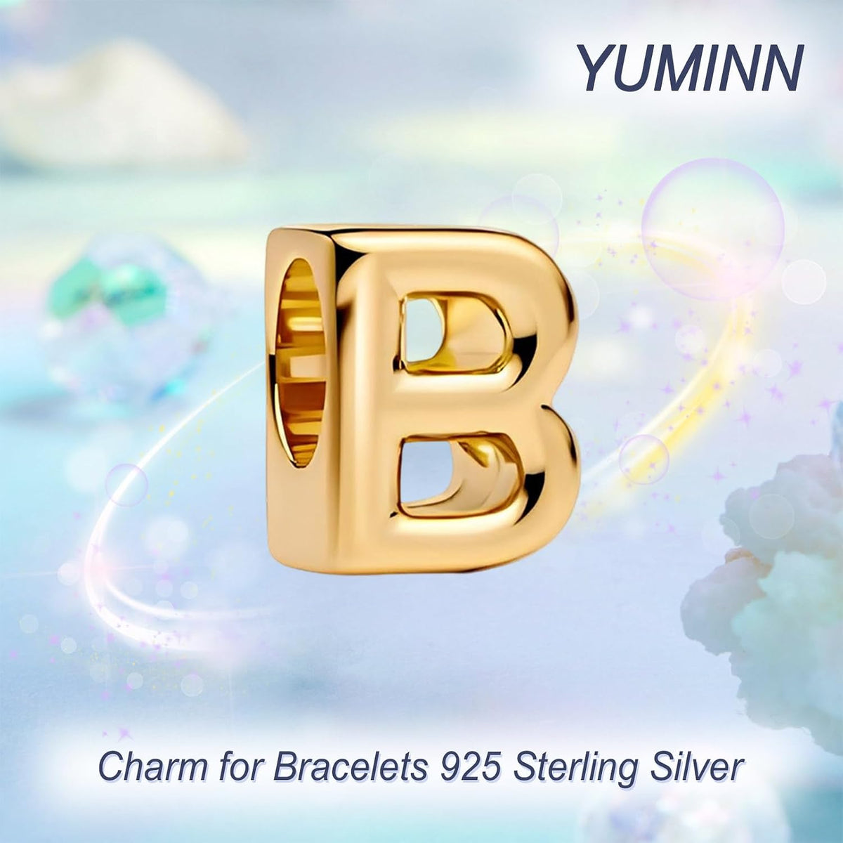 YUMINN Dijes dorados de la A a la Z para pulseras de plata esterlin...