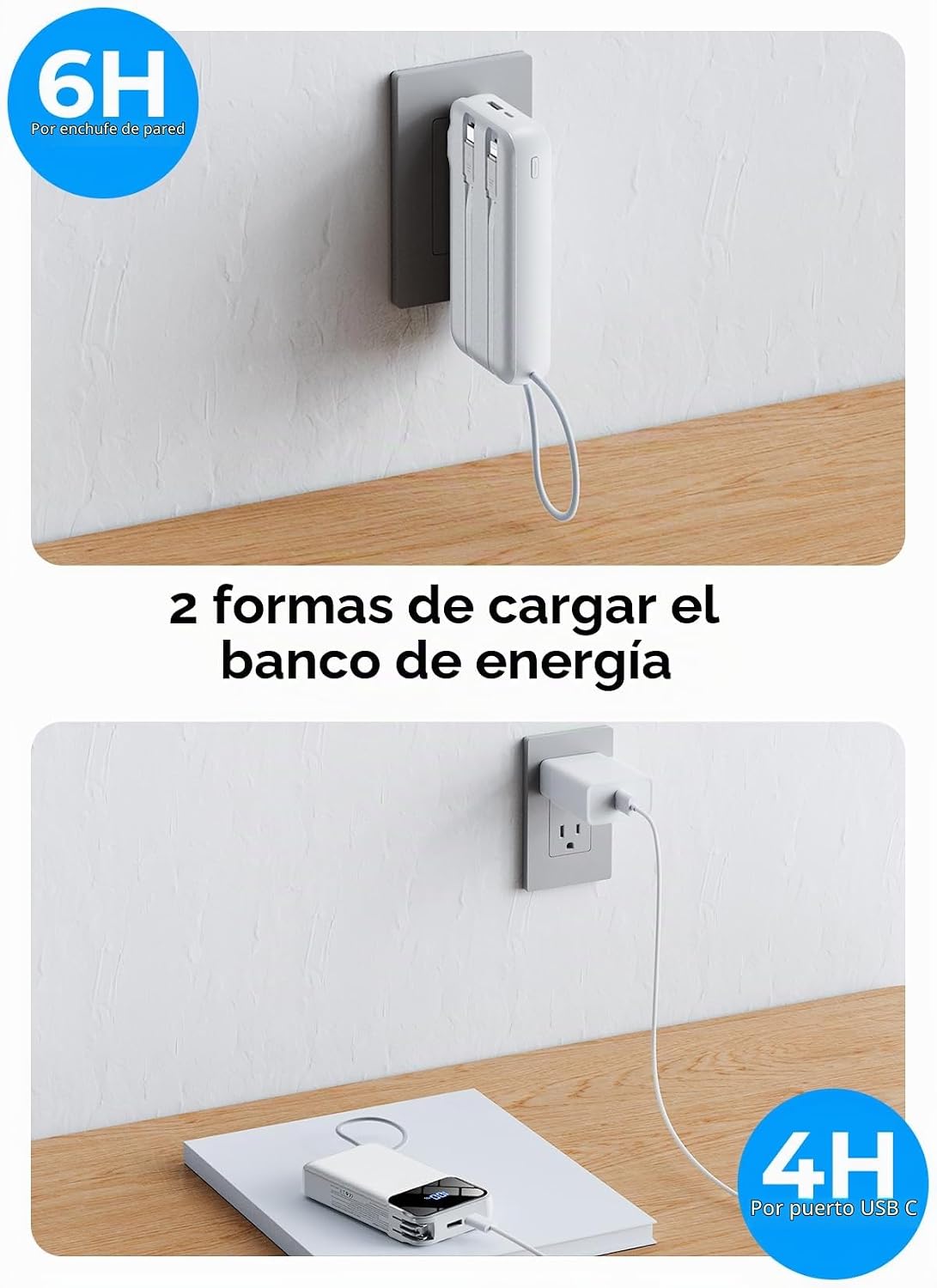 LHUOED Banco de energía portátil de 50000 mAh con enchufe y cables...