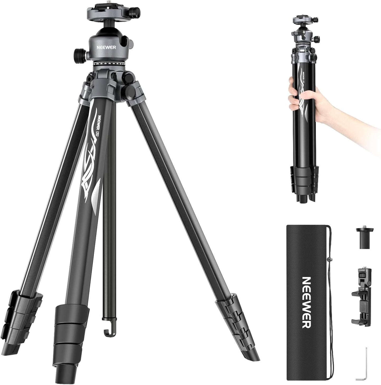 NEEWER LITETRIP LT07 - Trípode de viaje de aluminio de 61 pulgadas...