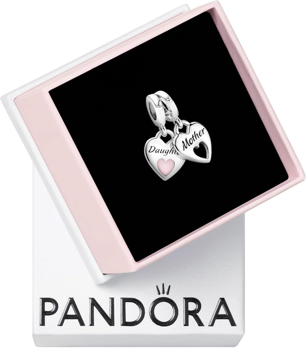 PANDORA Double Heart Split Dangle Charm | Plata de ley y esmalte, j...