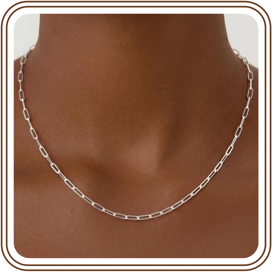 BLThing Collar de cadena de clip de plata de ley S925 para mujer, c...