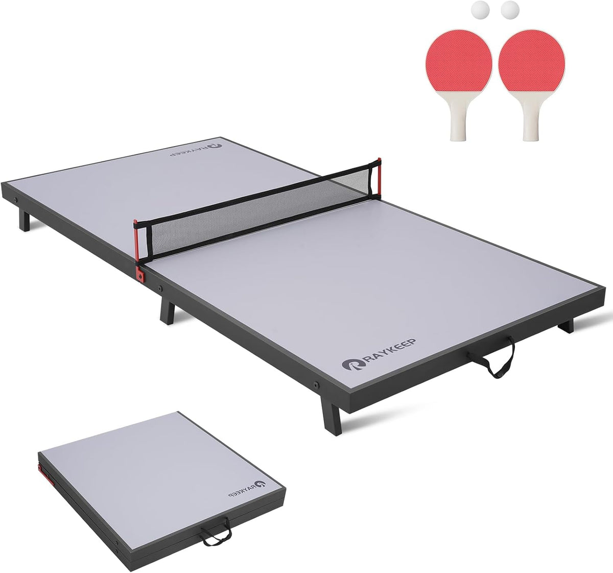 RAYKEEP Mini mesa de tenis de mesa plegable, mesa de ping pong port...