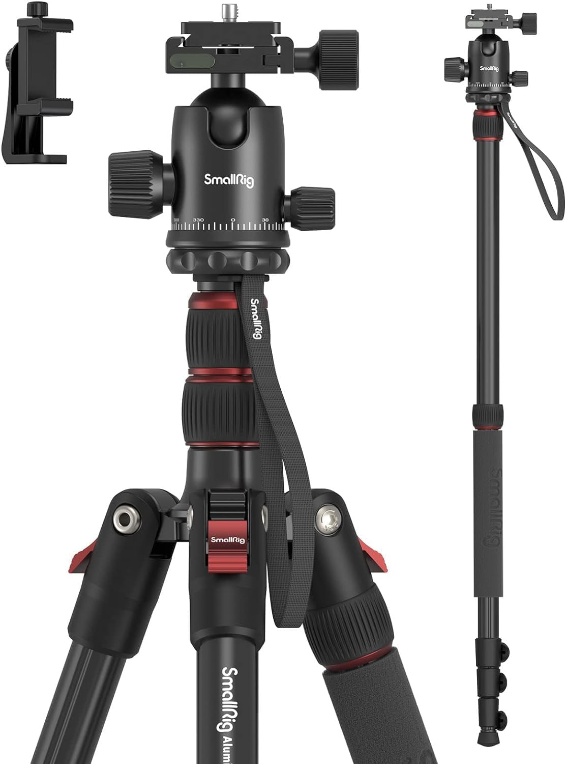SmallRig Trípode de cámara CT-20, trípode y monopie plegable de alu...