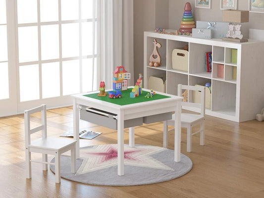 UTEX Juego de mesa de actividades de construcción 2 en 1 de madera...