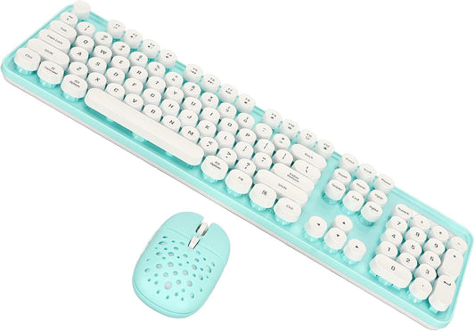 Combo de teclado y mouse inalámbricos, teclas redondas retro de 104...